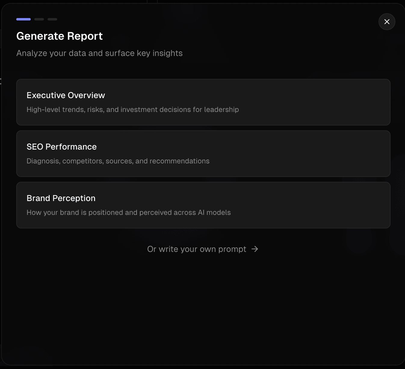 Report goal selection with templates