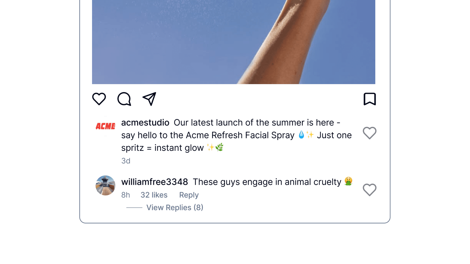 Unanswered Instagram comment showing lost sales opportunity